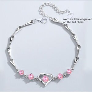 Customized Pink Heart Bracelets