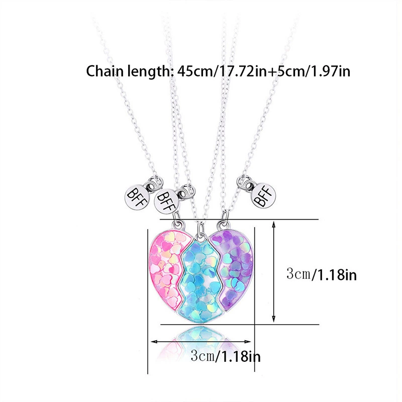 Sequin Love Magnetic Friendship Necklaces for 3 3 Sequin Love Magnetic Friendship Necklaces for 3