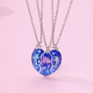 Dolphin & Star & Heart Magnetic 3-piece friendship necklace