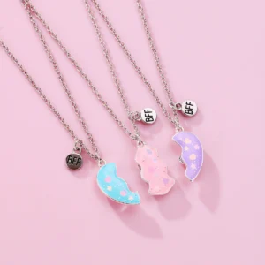 Sequin Stars Heart 3-Way Best Friend Necklace