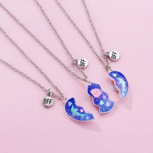Dolphin & Star & Heart Magnetic 3-piece friendship necklace - Image 2