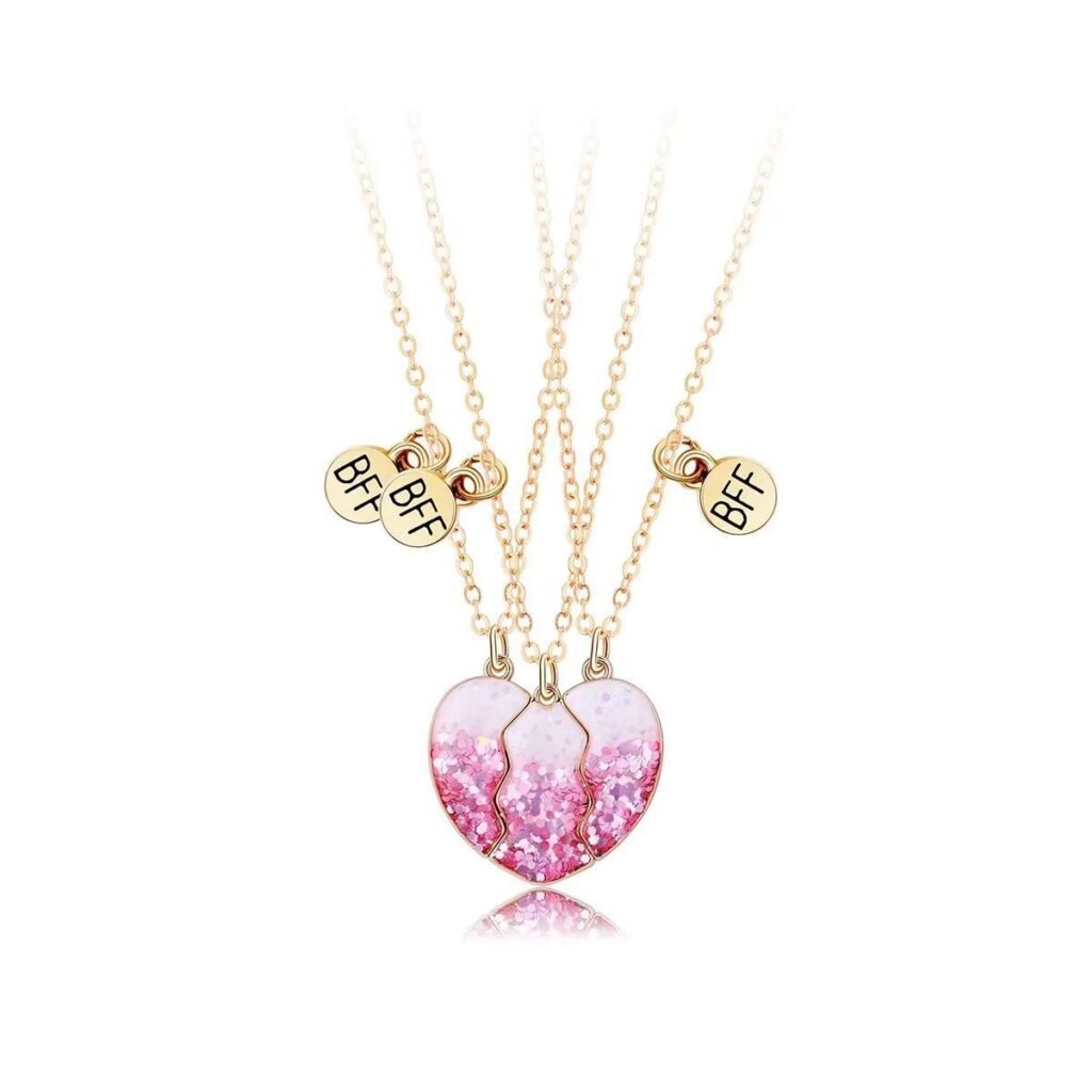 Personalized Jewelry for BFFs: Why It's a Must-Have Gift 13 Pink White Sequins 3-person friendship necklace