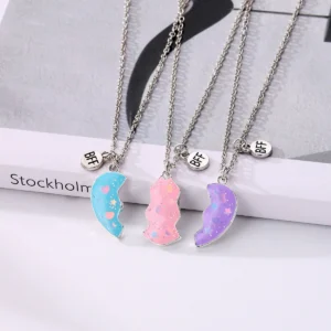 Sequin Stars Heart 3-Way Best Friend Necklace