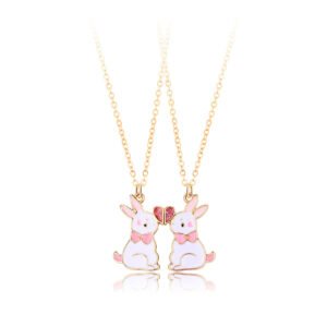 BFF Necklaces for 2 Magnetic Cute Rabbit