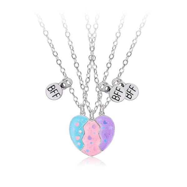 Sequin Stars Heart 3-Way Best Friend Necklace