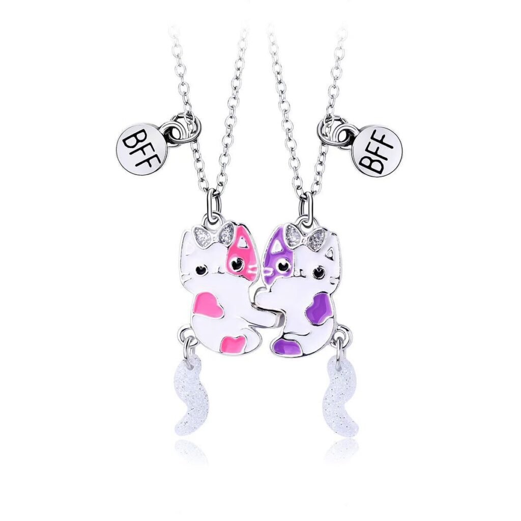 Personalized Jewelry for BFFs: Why It's a Must-Have Gift 7 Cute Pink & Purple Cat magnetic friendship necklaces for 2