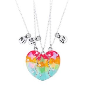 Magnetic Ombré Glitter Butterfly Best Friend Necklaces for 3