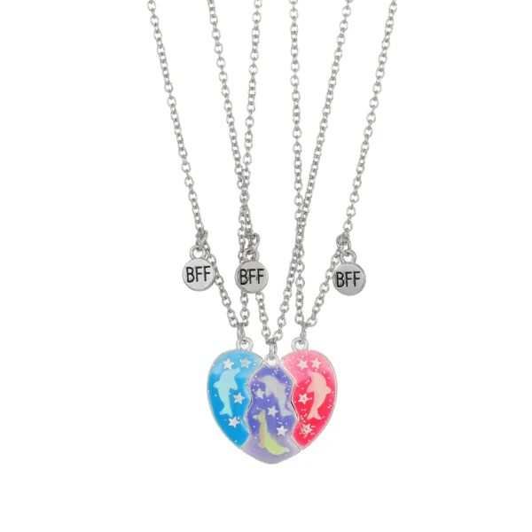 Dolphin Tricolor 3-piece Best Friend Necklace