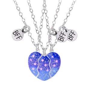 Blue Color Magnetic Star Necklaces for 3 Friends