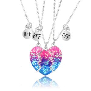 Ombré Sequins Heart Magnetic 3 way friendship necklace