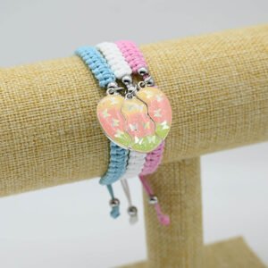 Ombré Glitter Magnetic Silver Butterfly BFF Friendship Bracelets With Braided Cord