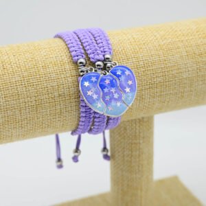 Purple Braided Cord Star Pattern Best Friends Magnetic Bracelet for Three