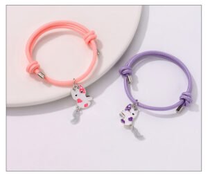 Glow in the Dark Two-pieces Cute Cat Magnetic Children's Friendship Bracelets - Image 5