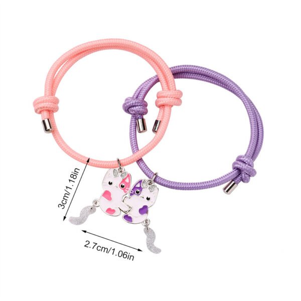 Glow in the Dark Two-pieces Cute Cat Magnetic Children's Friendship Bracelets