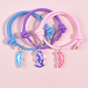 Magnetic Dolphin Matching BFF Bracelets for Three Friends