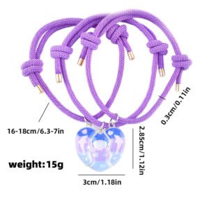 Magnetic Woven Adjustable 3 Pieces Friendship Bracelet for Best Friend