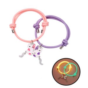 Glow in the Dark Two-pieces Cute Cat Magnetic Children's Friendship Bracelets - Image 4