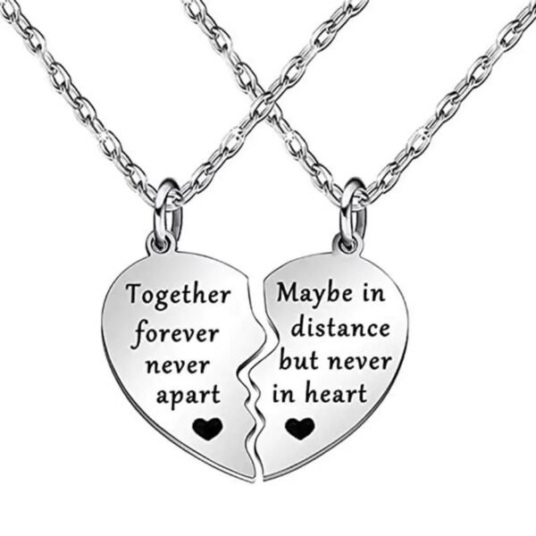 Matching Silver Heart Boyfriend Girlfriend Necklaces