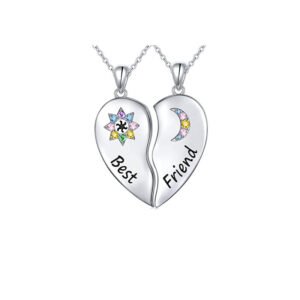 Two-piece Silver Heart-shaped Bffs Necklaces