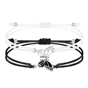 Hand-woven Cord Best Friend Bracelets for 2 Magnetic Cute butterfly Jewelry