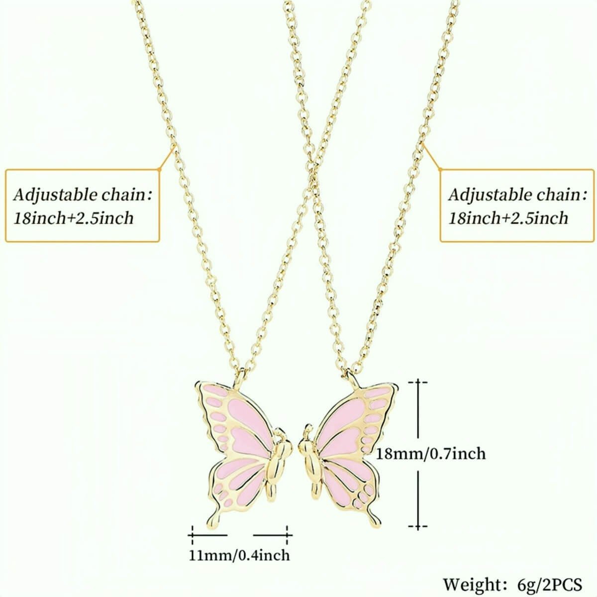 Butterfly Two-piece Matching Necklaces for Best Friends 6 Butterfly Two-piece Matching Necklaces for Best Friends