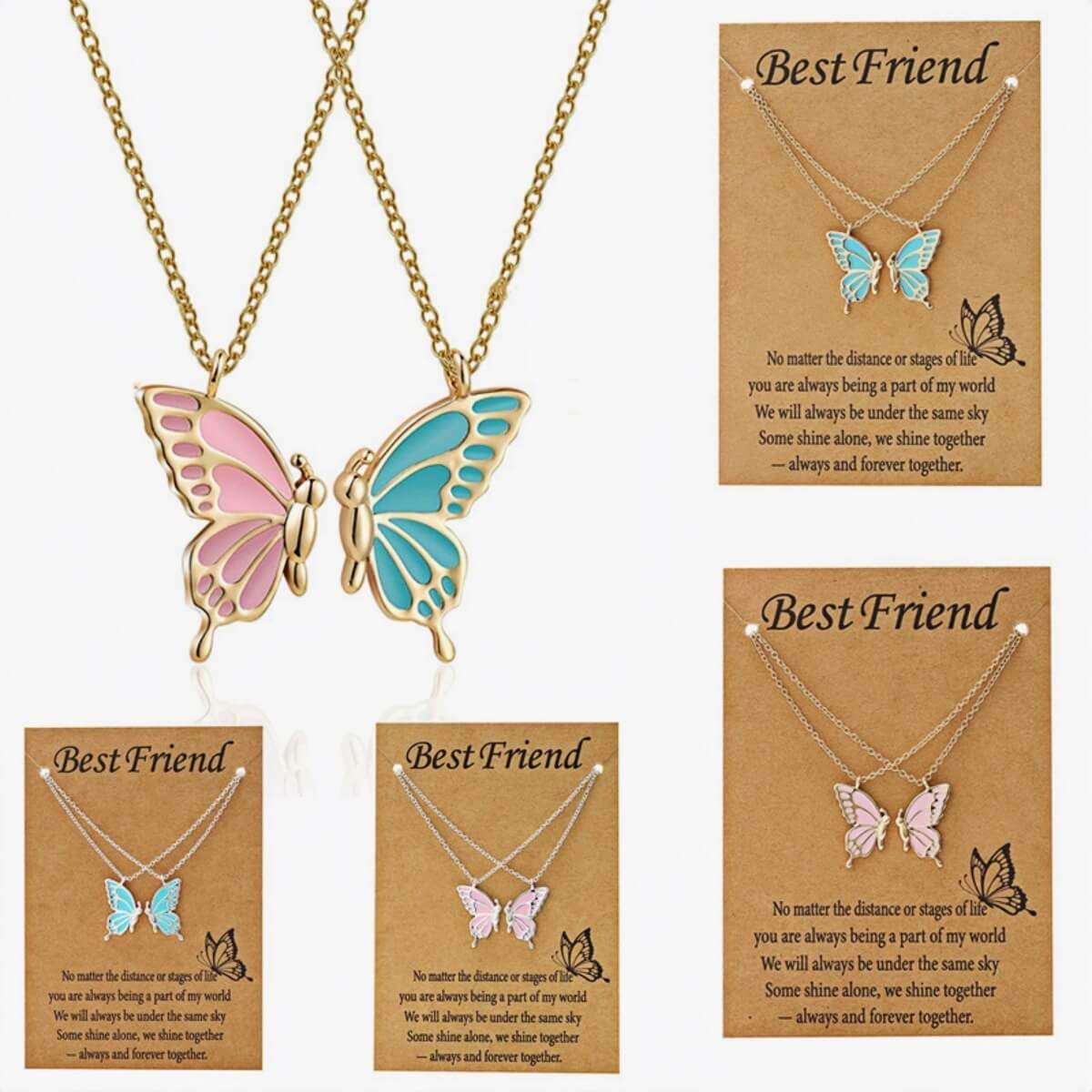 Butterfly Two-piece Matching Necklaces for Best Friends 2 Butterfly Two-piece Matching Necklaces for Best Friends