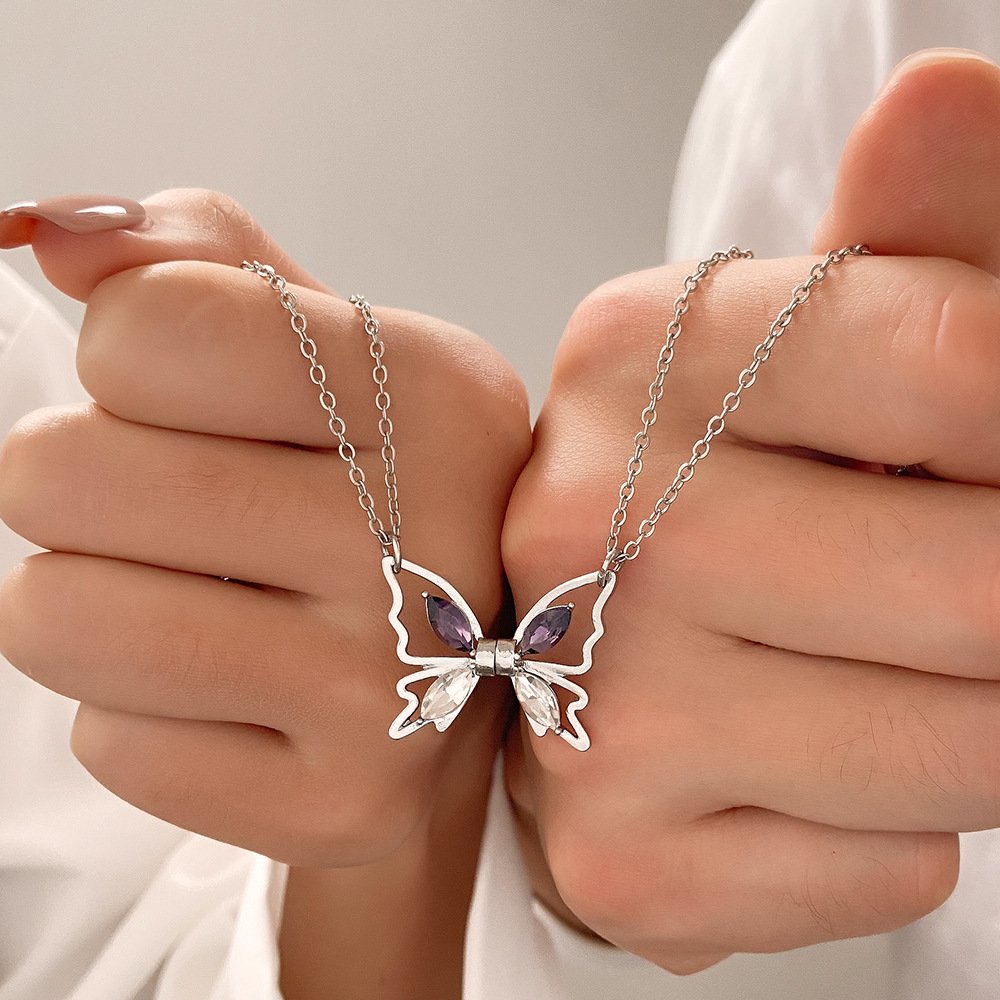 Butterfly Magnetic Bestie Necklace for 2 1 Butterfly Magnetic Bestie Necklace for 2