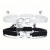 8-character-black-and-white-couple-braided-bracelet-hanging-magnetic-heart