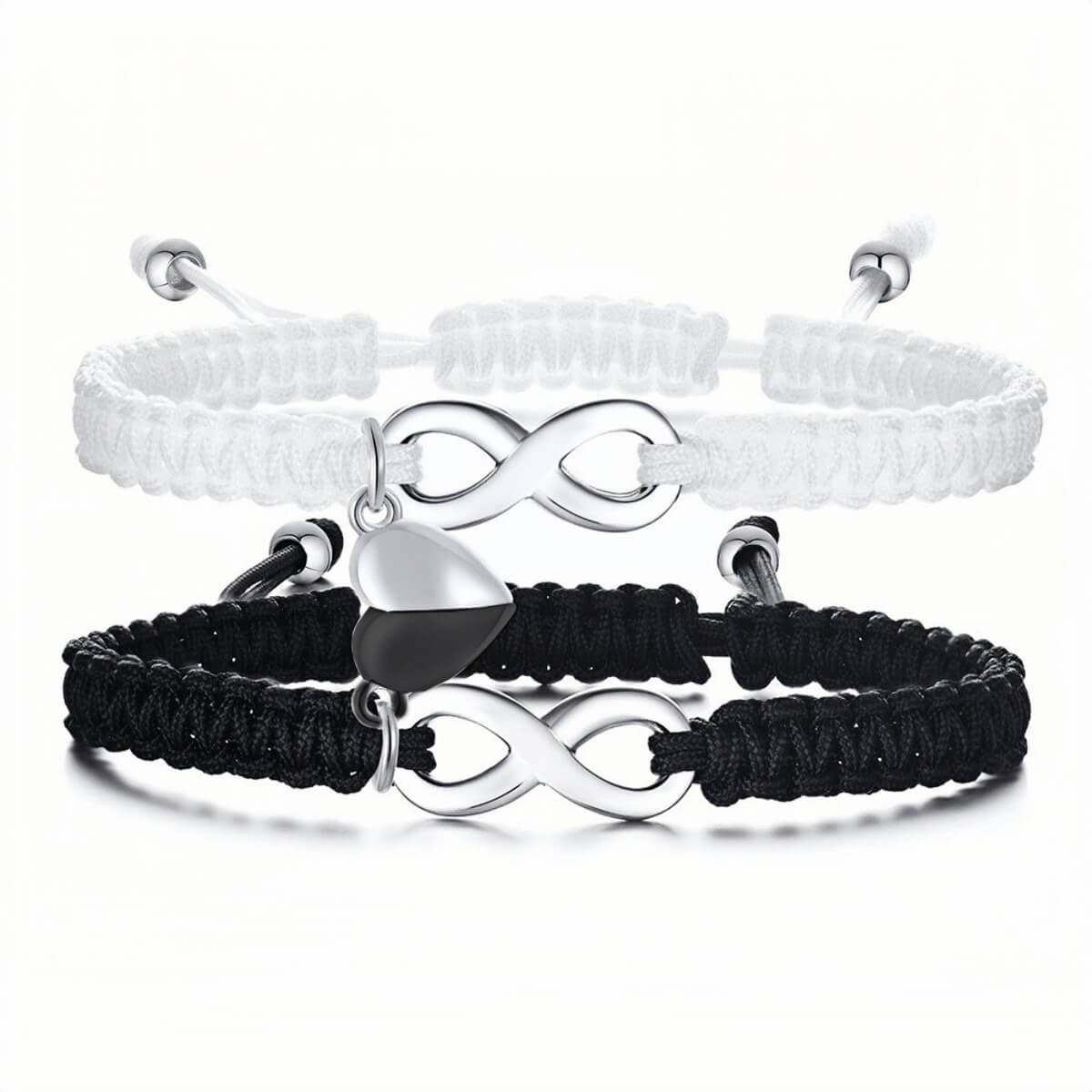 Love Magnetic Couple Bracelet Modern Black and White Jewelry Stainless Steel 3 Love Magnetic Couple Bracelet Modern Black and White Jewelry Stainless Steel - Image 3