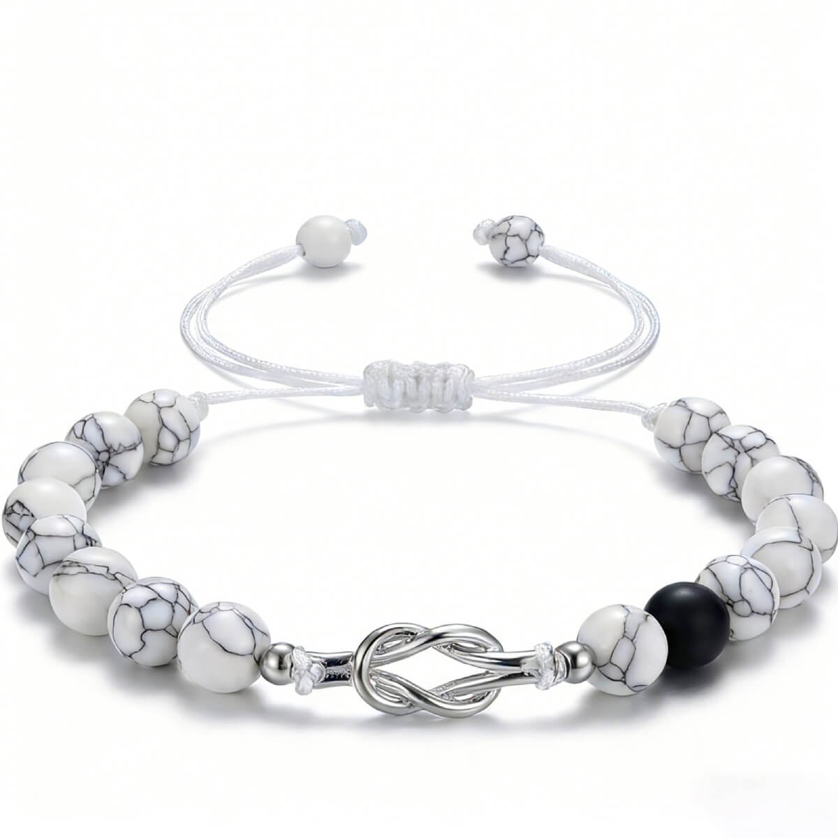 Love Knot Couple Bracelets Natural Stone Romantic Gift 4 Meaningful Two-piece Nature Stone Beads Love Knot Couple Bracelets