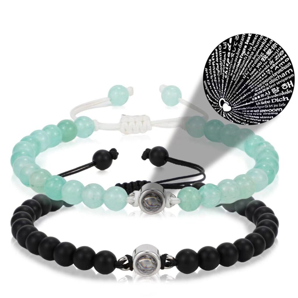 Personalized Gifts for Boyfriend: Unique Ideas to Make Him Feel Special 6 Green & Black ‘I Love You’ in 100 Languages Projection Stone Couple Bracelet