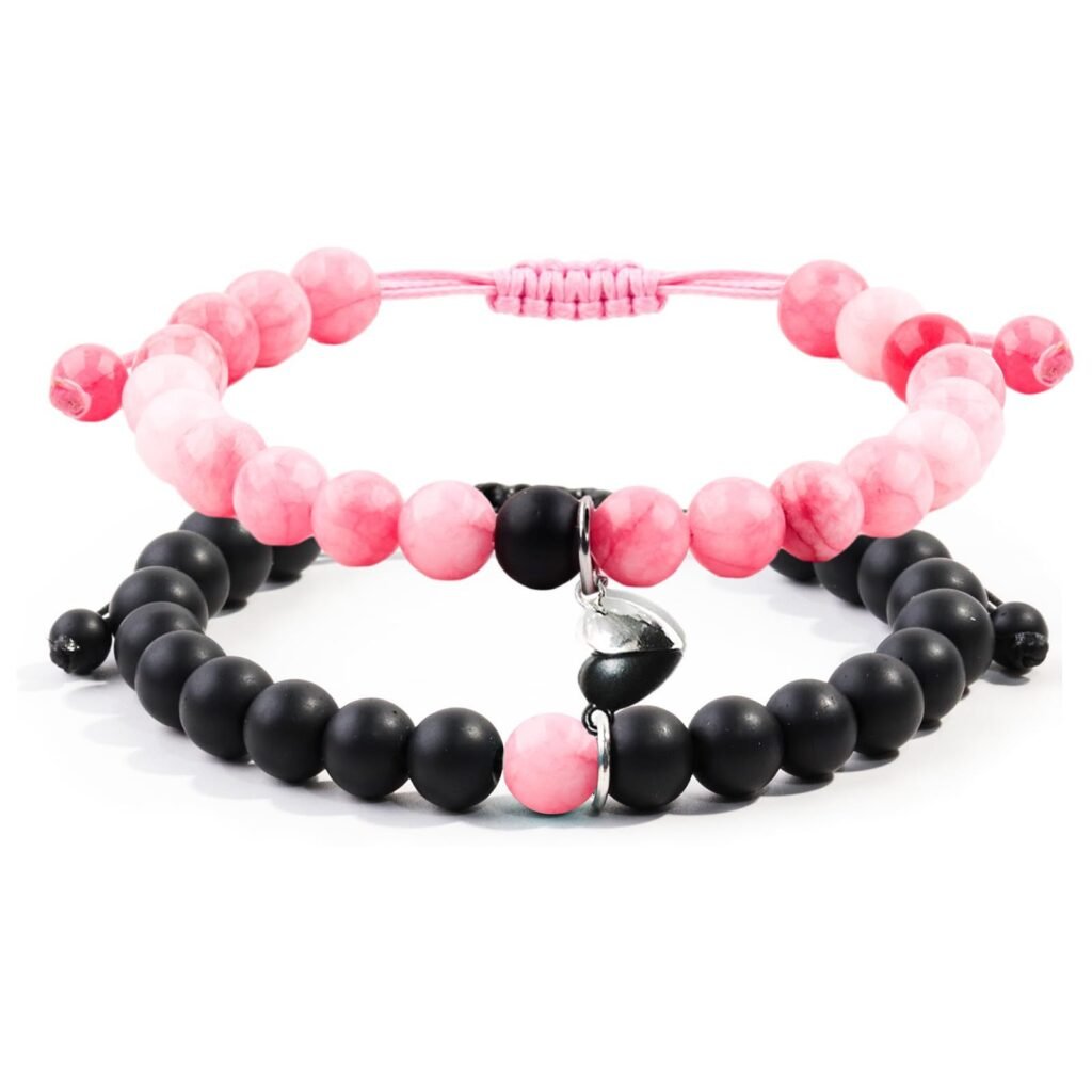 Personalized Gifts for Boyfriend: Unique Ideas to Make Him Feel Special 17 Natural Stone Beads Woven Couple Bracelets – Love Magnetic Matching Set