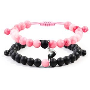 Home 9 Natural Stone Beads Woven Couple Bracelets – Love Magnetic Matching Set