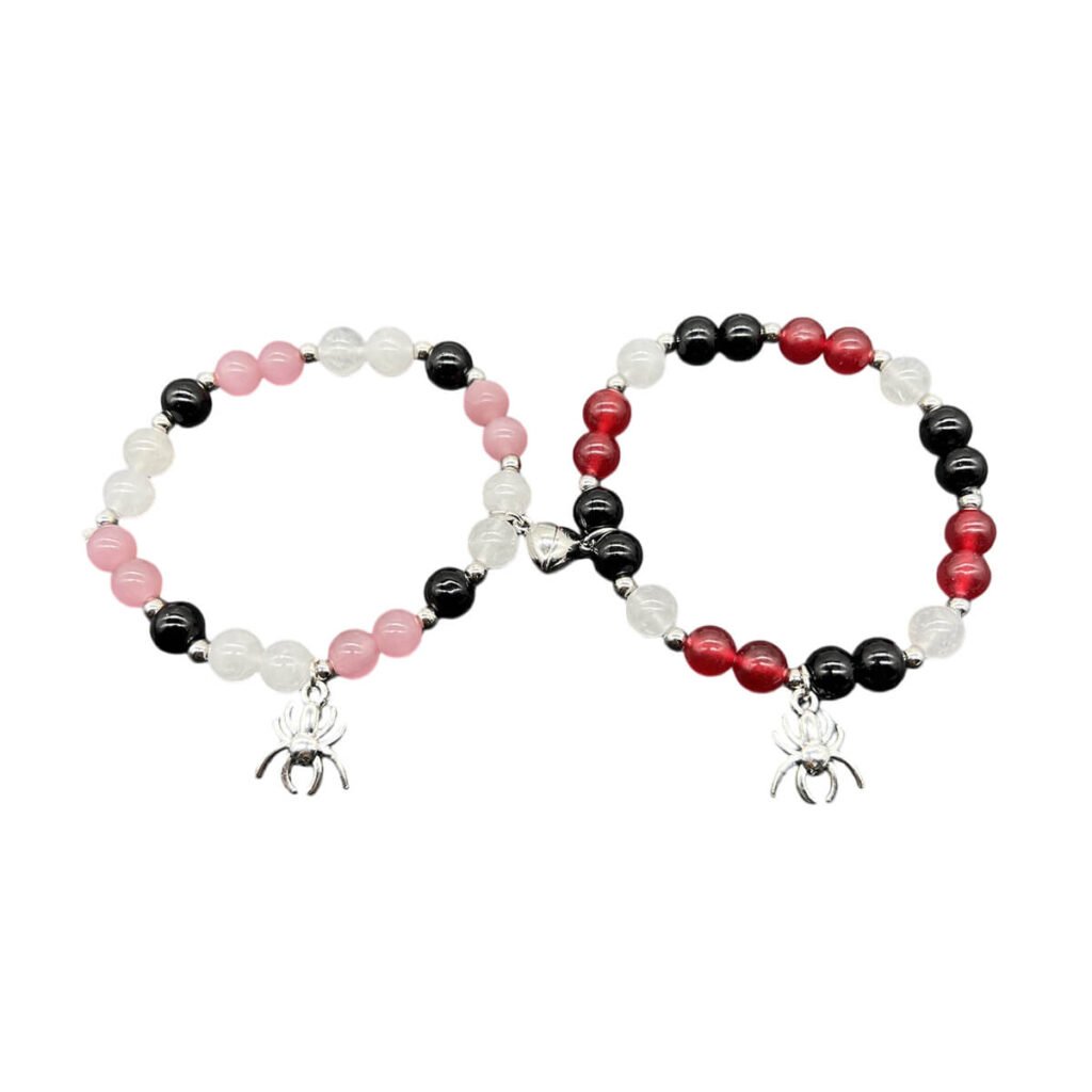Personalized Gifts for Boyfriend: Unique Ideas to Make Him Feel Special 12 Magnetic Attraction Spider Bracelets for 2 - Long Distance Relationship Gifts - Personalized Matching Beaded Jewelry for Boyfriend, Girlfriend, BFF