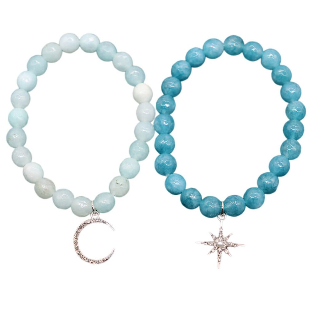 Personalized Gifts for Boyfriend: Unique Ideas to Make Him Feel Special 4 Aquamarine Moon and Star Couple Bracelet