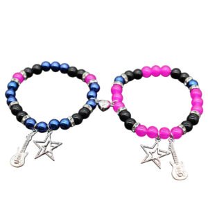 Home 17 TV Girl Magnetic Couple Bracelets Guitar and Star Pendant Friendship Set