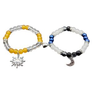 Home 14 Long Distance Relationship Gifts: Magnetic Heart Sun and Moon Matching Bracelets for Couples & BFFs