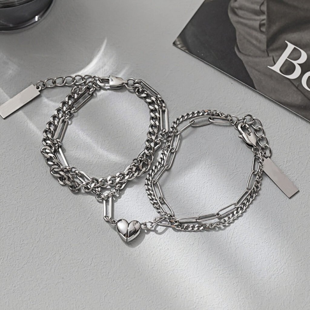 Personalized Gifts for Boyfriend: Unique Ideas to Make Him Feel Special 16 Modern Titanium Steel Loving Hearts Magnetic Couple Bracelets