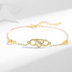 S925 Sterling Silver Infinity Heart Bracelet for Women - 8 Symbol Eternal Love Fashion Jewelry