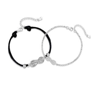 S925 Sterling Silver Infinity Couple Bracelet - Luxury Zircon Mobius Ring Bracelet