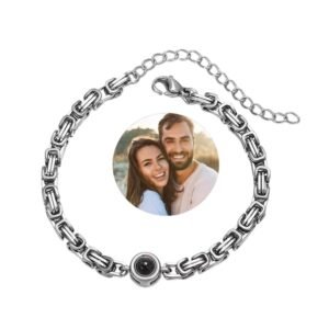 Home 10 Custom Photo Projection Bracelet for Couples – Stainless Steel Memorial Picture Inside Keepsake Gift