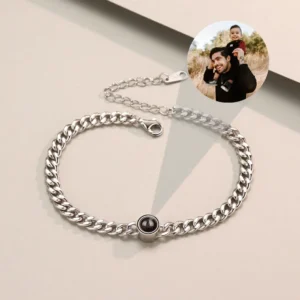 Home 9 Personalized 925 Sterling Silver Photo Projection Bracelet – Custom Picture Gift